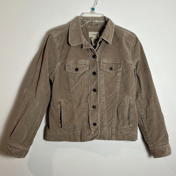 LL Bean Velvet Utility Jacket Button Up Women S Light Spring Coat w/Silky Lining - Picture 2 of 7